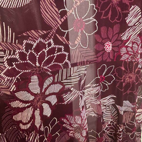 Dress Barn Wms 14 Plum Sheer Floral Open Front Longline Cardigan Elegant Party - Picture 8 of 10